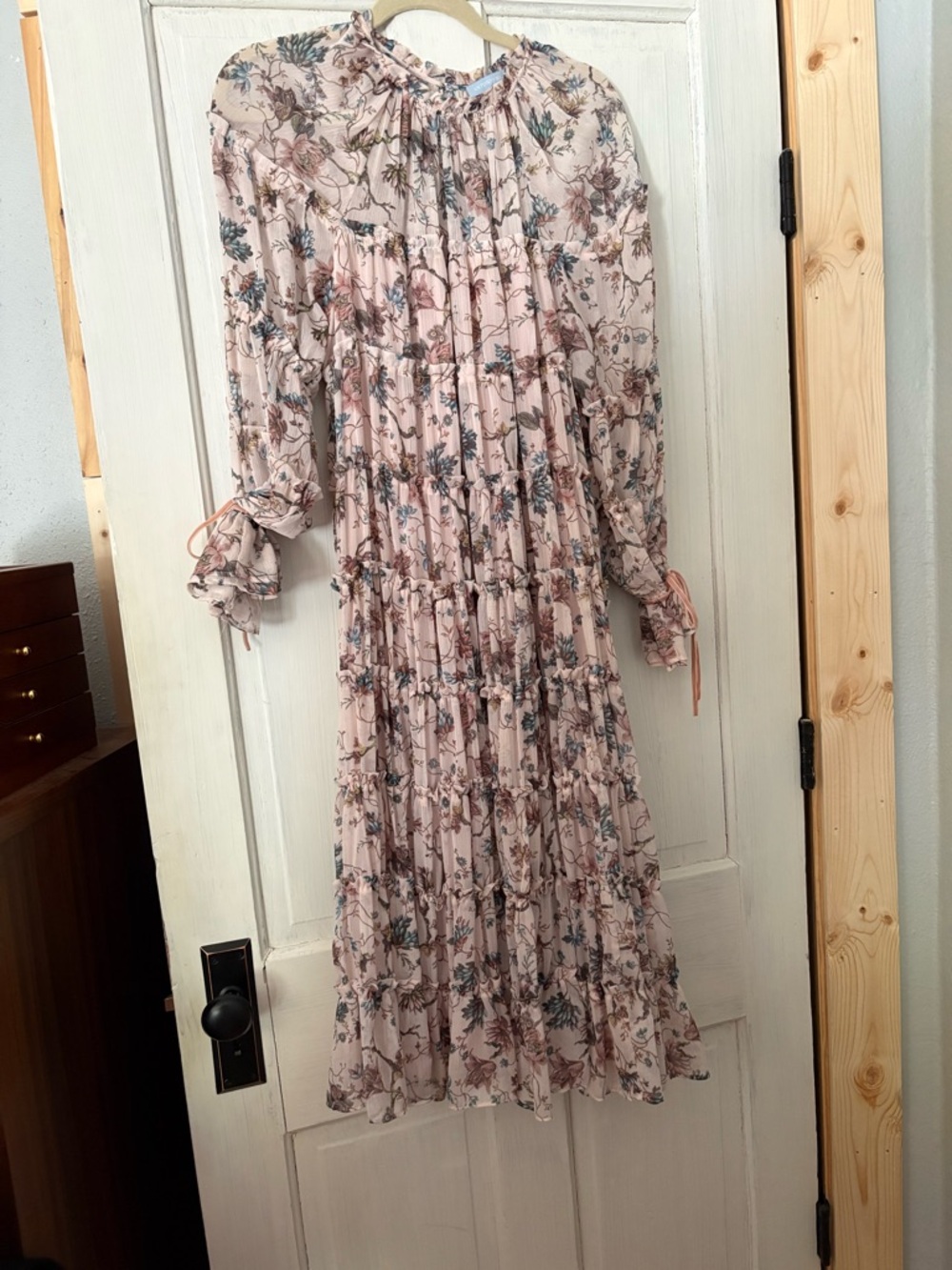 Antonio Melani Pink Floral Tiered Midi Dress